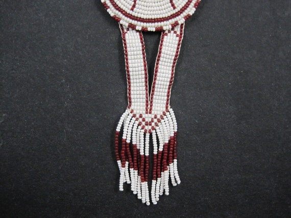 Southwestern Leather Beaded Necklace Vintage Esta… - image 4