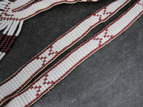 Southwestern Leather Beaded Necklace Vintage Esta… - image 6