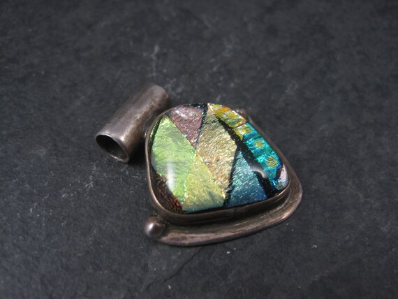 Vintage Sterling Dichroic Glass Pendant - image 3