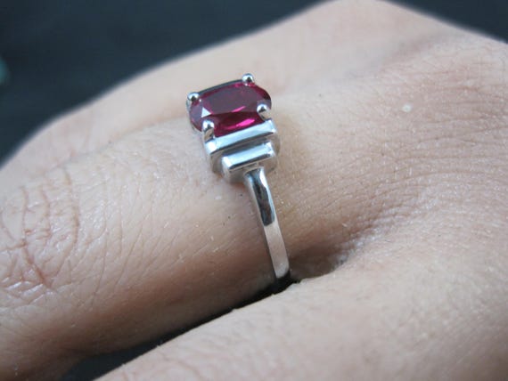 Estate Sterling Ruby Solitaire Ring Size 8 - image 16