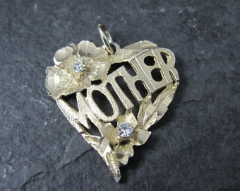 Vintage Mother Heart Pendant Gold Plated Diamond Cut