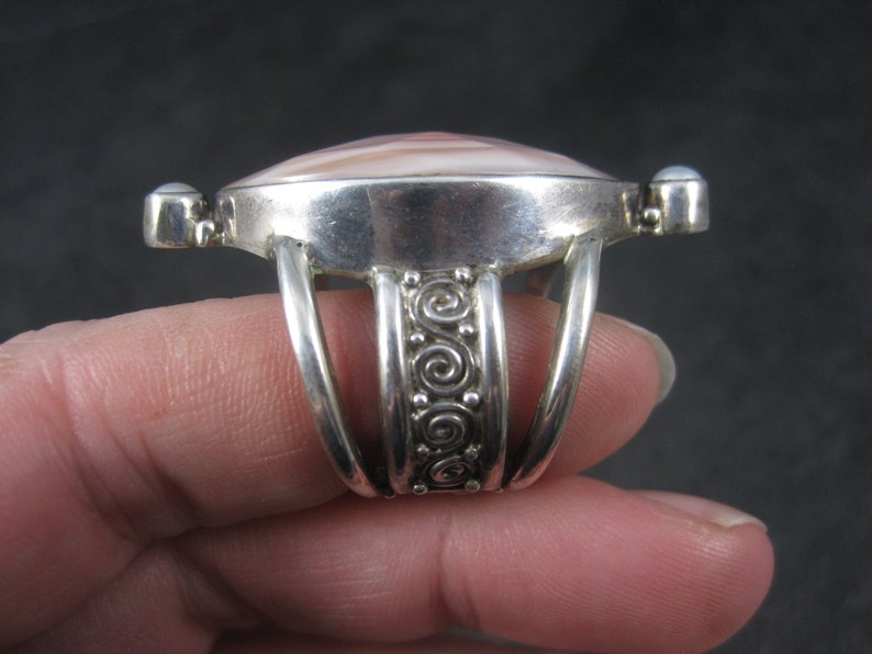 Estate Sajen Sterling Pink Mother of Pearl Ring Size 7