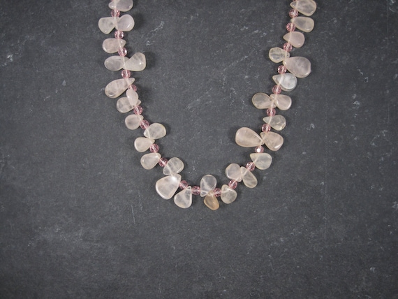 Vintage Sterling Rose Quartz Choker Necklace Caro… - image 2