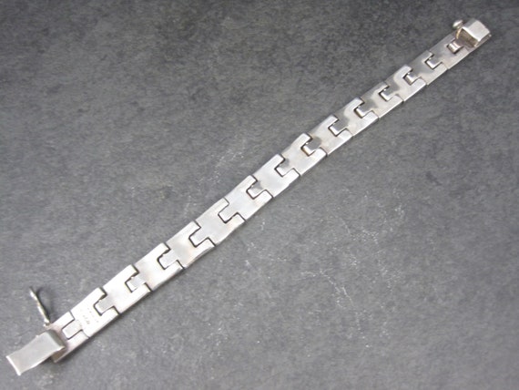 Heavy Vintage Mexican Sterling Link Bracelet 7.5 … - image 7