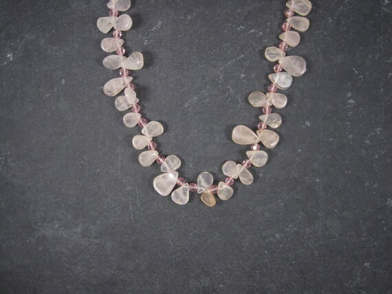 Vintage Sterling Rose Quartz Choker Necklace Caro… - image 8