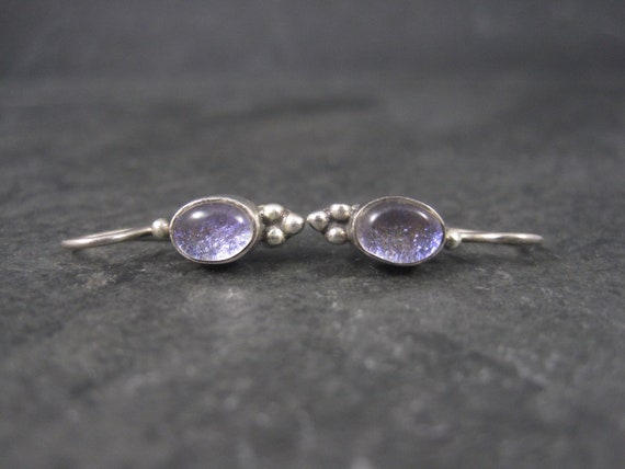 Vintage Sterling Purple Dichroic Glass Earrings L… - image 2