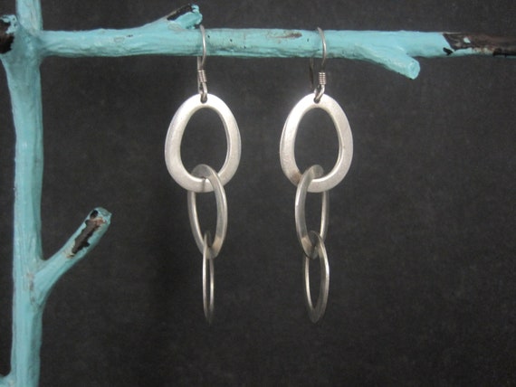 Vintage Sterling Chain Link Earrings - image 2