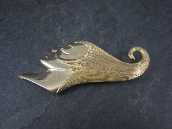 Vintage 80s Art Nouveau Style Lady Brooch MJENT - image 10