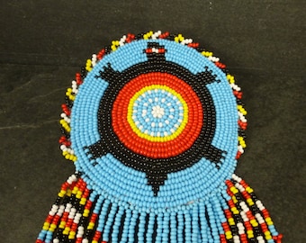 Beaded Turtle Hair Clip Barrette Regalia 7" Vintage Native Pow Wow