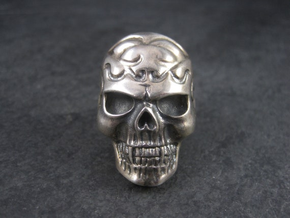 Mens Estate Sterling Vampire Skull Ring Size 11