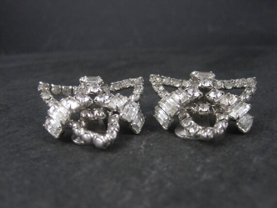 Large Vintage Clear Rhinestone Clip On Earrings - image 3