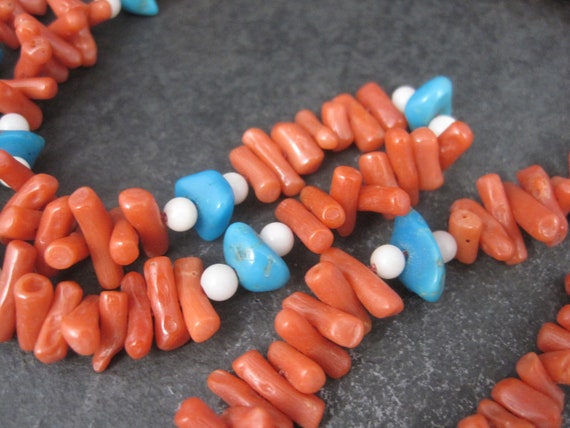 Vintage Chinese Export Coral Turquoise Necklace 3… - image 8