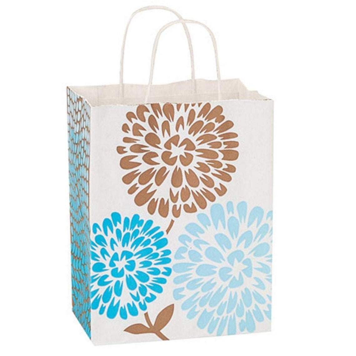 Lot of 5 Brown Blue Floral Gift Bags Medium Etsy