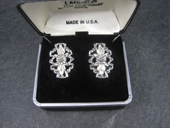 Vintage Sterling Diamond Cut Flower Earrings Lang… - image 8