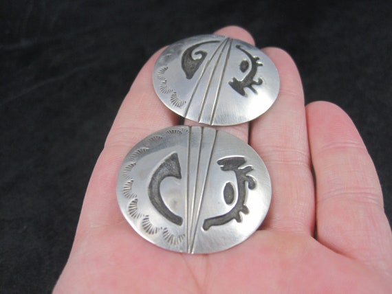 Large Sterling Native American Earrings Signed - image 8
