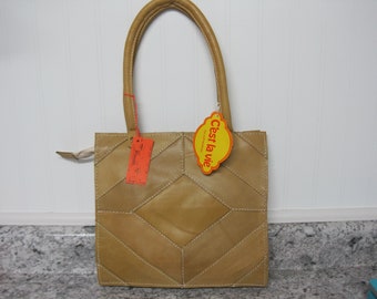 1970s Tan Leather Hand Bag Cest La Vie New Old Stock