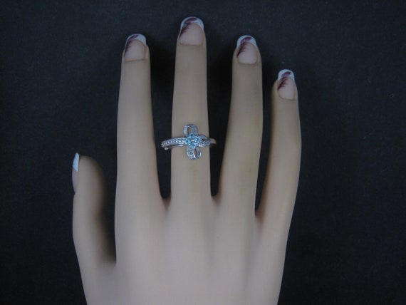 Vintage Sterling Paraiba Tourmaline Cross Ring Si… - image 8