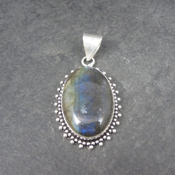 Large Vintage Sterling Labradorite Pendant - image 1