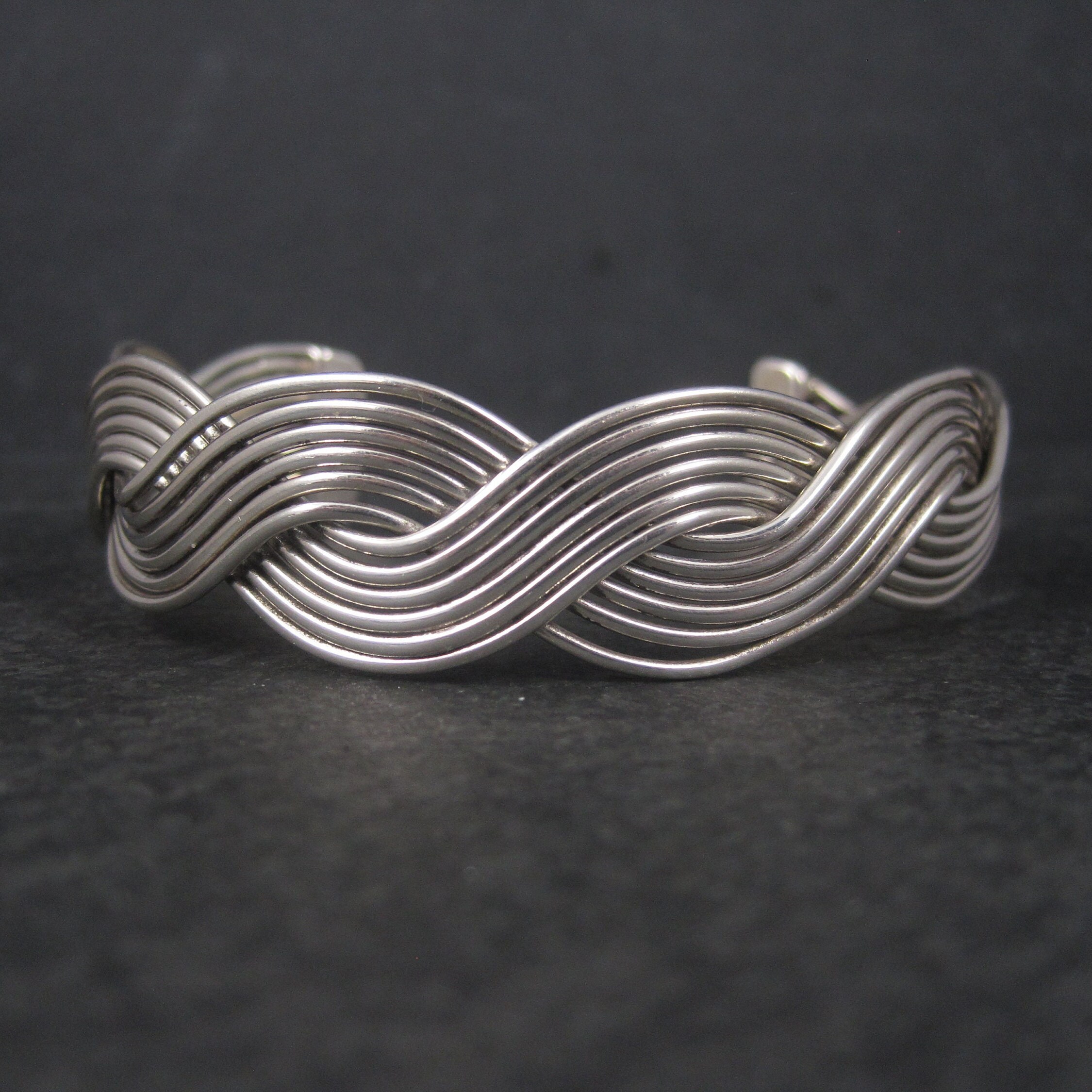 Mexican Sterling Wavy Cuff Bracelet 7 Inches | Vintage Estate Silver Cuff