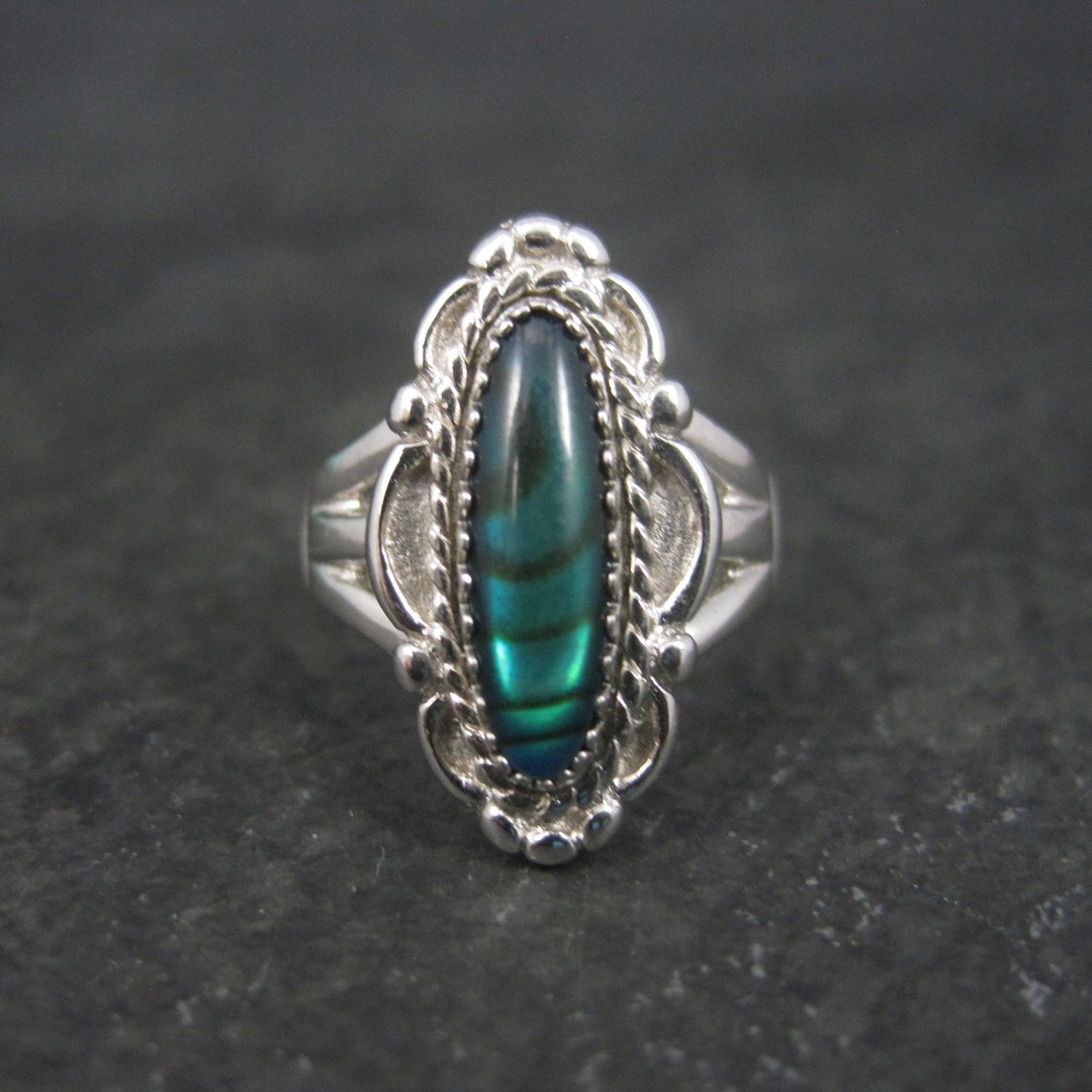 Vintage Southwestern Paua Shell Ring Size 5 - Etsy