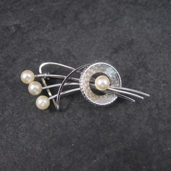 Estate Sterling Pearl Brooch Curtis Jewelry - image 1