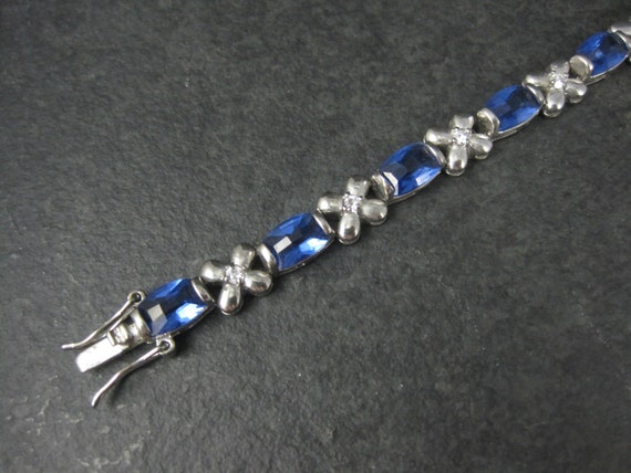 Sterling Faux Sapphire Bracelet 7 Inches - image 4