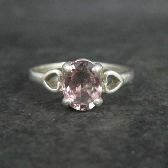 Estate Sterling Pink Tourmaline Ring Size 6.5 - image 1