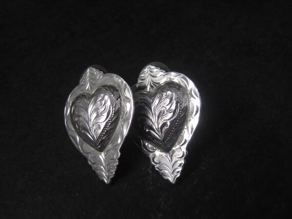 Western Heart Earrings Silver Plated Circle Y of … - image 10