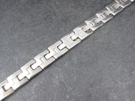 Heavy Vintage Mexican Sterling Link Bracelet 7.5 … - image 2