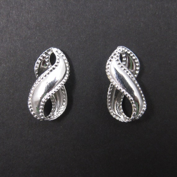 Estate Sterling Infinity Stud Earrings - image 1
