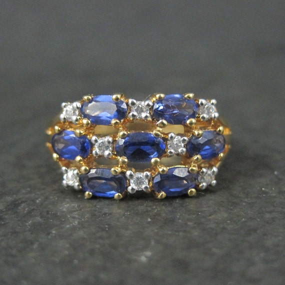 Vintage Vermeil Sterling Sapphire Ring Size 8