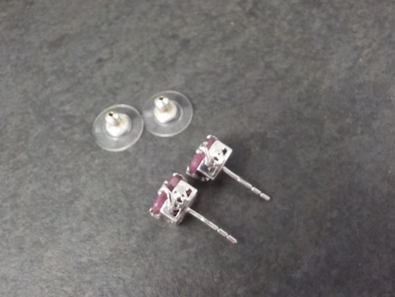 Ruby Stud Earrings Chunky Sterling Silver - image 4
