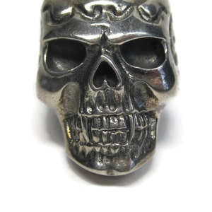 Mens Vintage Sterling Vampire Skull Ring Size 11 image 6