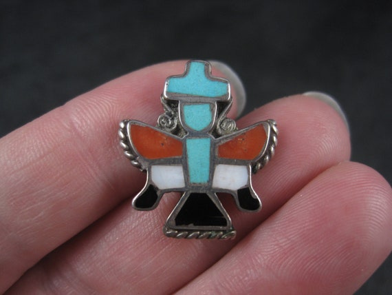 Vintage Sterling Turquoise Coral Inlay Knifewing … - image 5