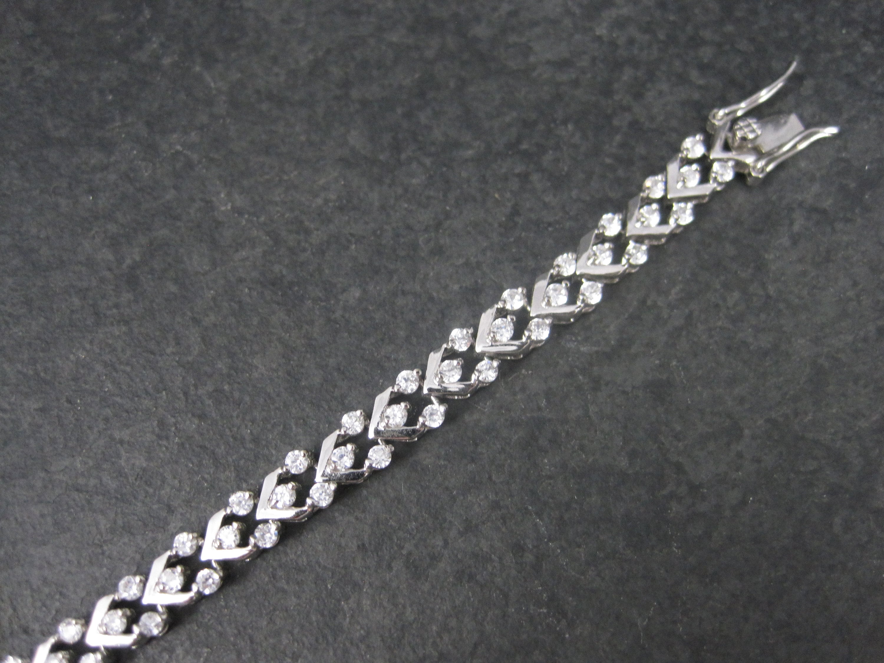 90s  925 ブレスレット アメリカ  silver  ヴィンテージ Vintage 90s Sterling Silver Cubic Zirconia Bracelet 7 Inches