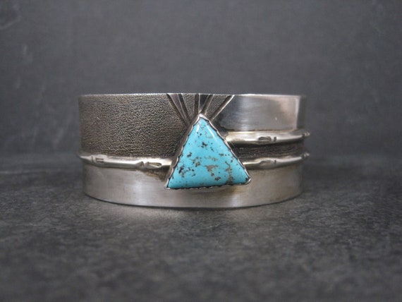 Vintage Sterling Navajo Turquoise Cuff Bracelet 6.25 Inches Pat Platero