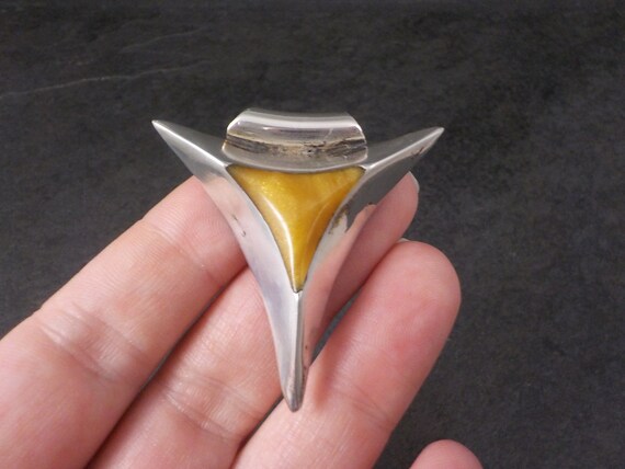 Large Mexican Sterling Triangle Pendant - image 8