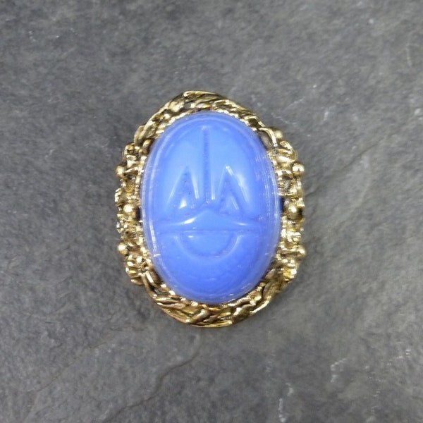 Vintage Blue Glass Scarab Brooch