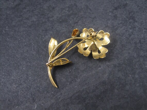 Vintage 14K Turquoise Flower Brooch - image 9