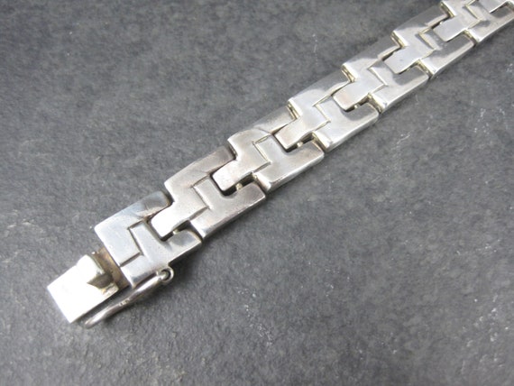 Heavy Vintage Mexican Sterling Link Bracelet 7.5 … - image 4