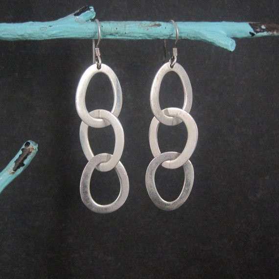 Vintage Sterling Chain Link Earrings - image 1