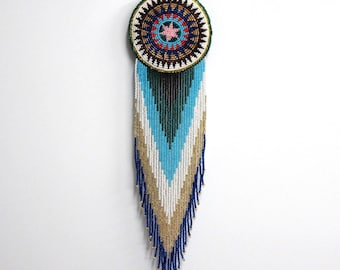 Beaded Hair Clip Barrette Large Vintage Rosette Regalia