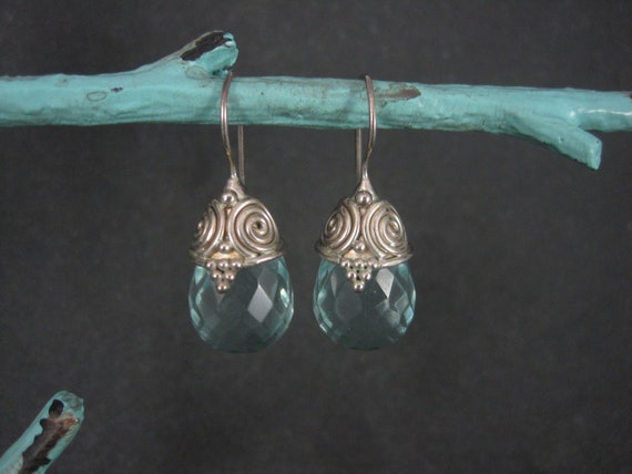 Vintage Sterling Faceted Blue Crystal Earrings Sa… - image 6