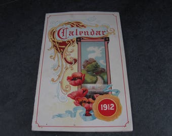 Embossed 1912 Folding Pocket Calendar