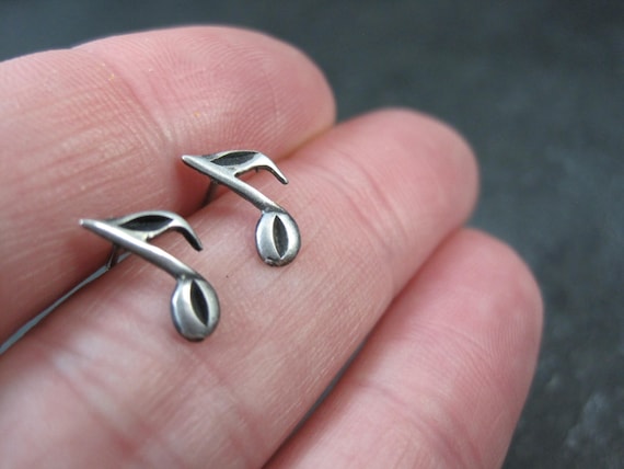 Tiny Sterling Semiquaver Stud Earrings Vintage Mu… - image 12