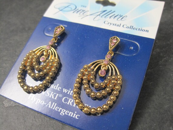 Estate Pink Crystal Earrings - image 3