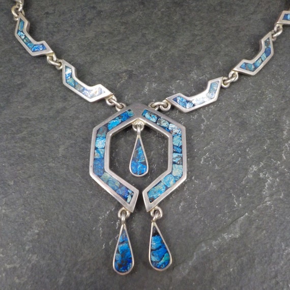 Vintage Mexican Silver Sodalite Inlay Necklace - Etsy