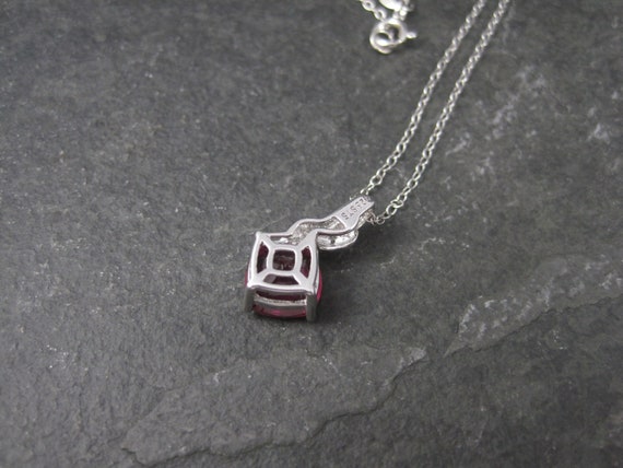 Retro 90s Sterling Synthetic Pink Sapphire Pendant - image 8
