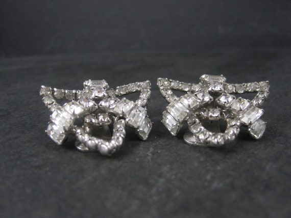 Large Vintage Clear Rhinestone Clip On Earrings - image 10