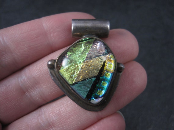 Vintage Sterling Dichroic Glass Pendant - image 6